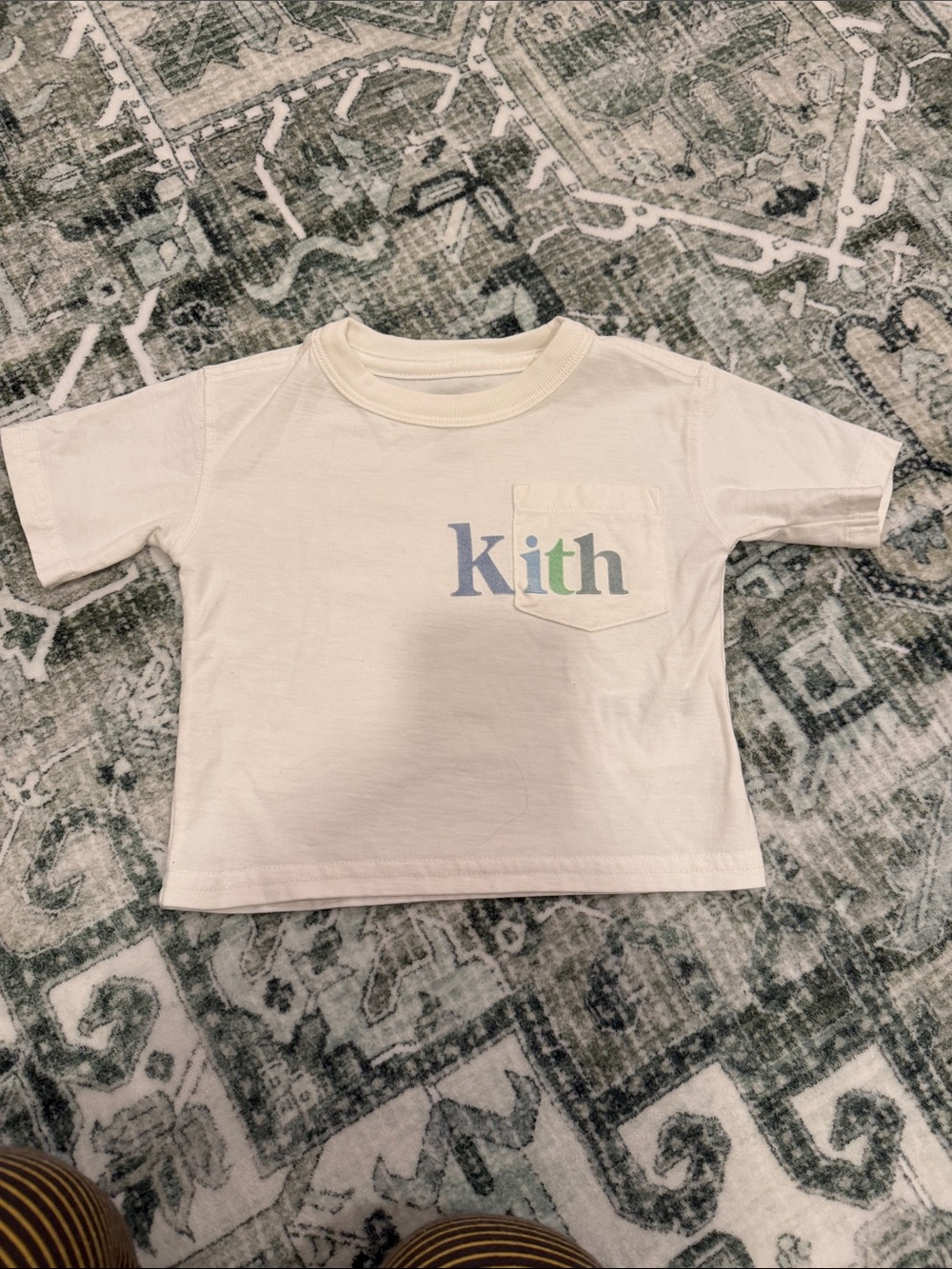 Kith Cream Short-Sleeve Pocket Tee with Multicolor Logo baby